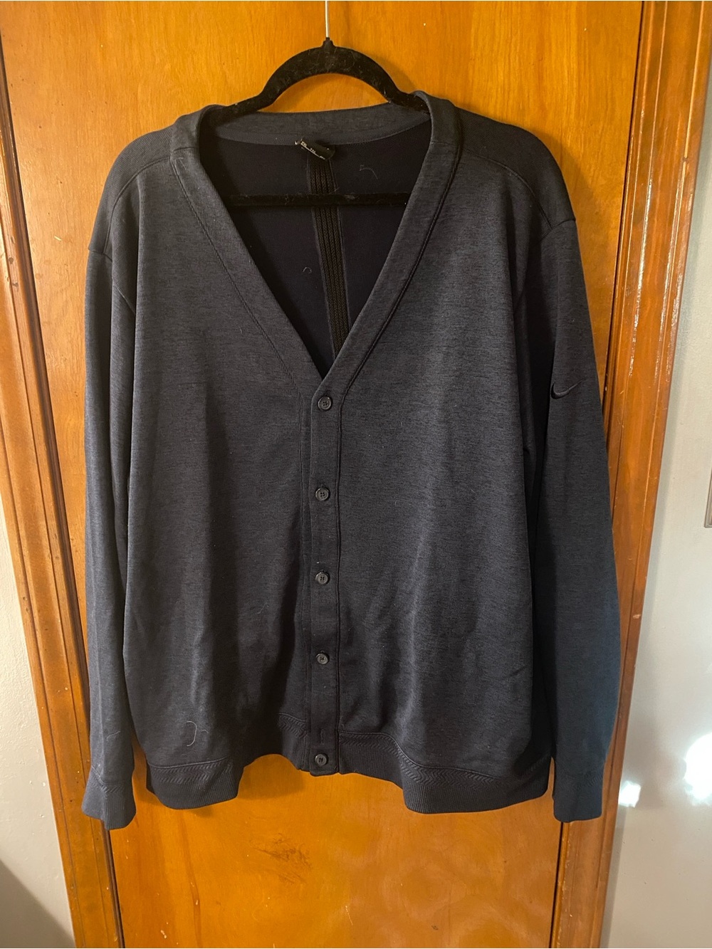 Nike Dri-Fit Men's Navy Blue V-Neck Button Cardigan